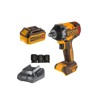 Ingco - Cordless Impact Wrench (20V) with 4.0 Ah Battery & Charger Kit