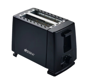 Black Adjustable Temperature 2 Slice Toaster
