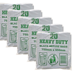Black bags 750 x 950mm x 25mic 20 per pack.